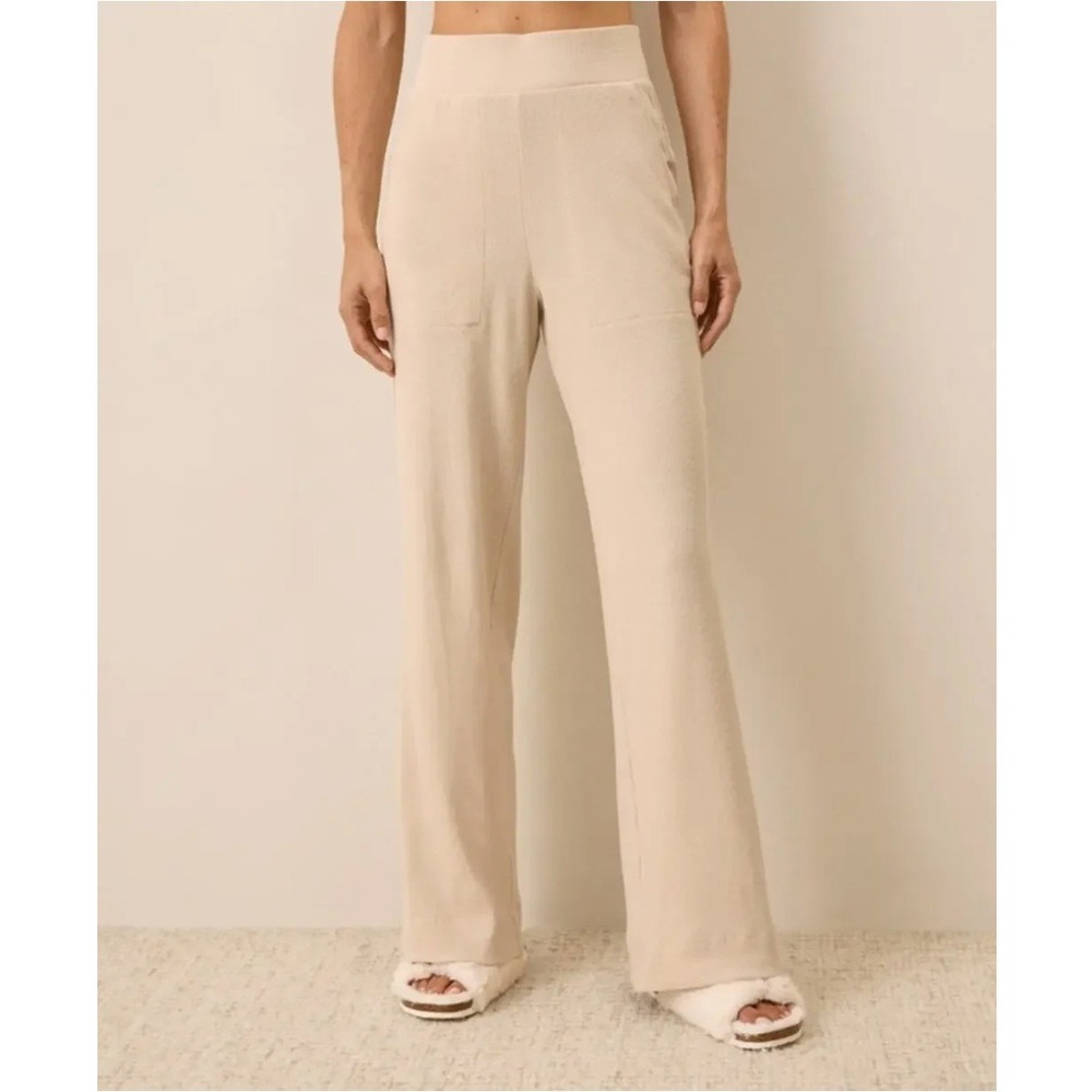 Pact Women's Organic Cotton Easy Rib Wide Leg Lounge Pant Minimalist Neutral XXL